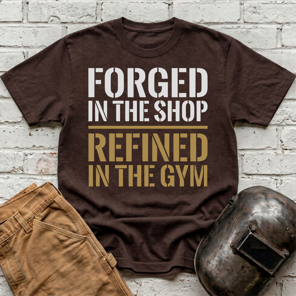 Forged in the Shop, Refined in the Gym T-shirt