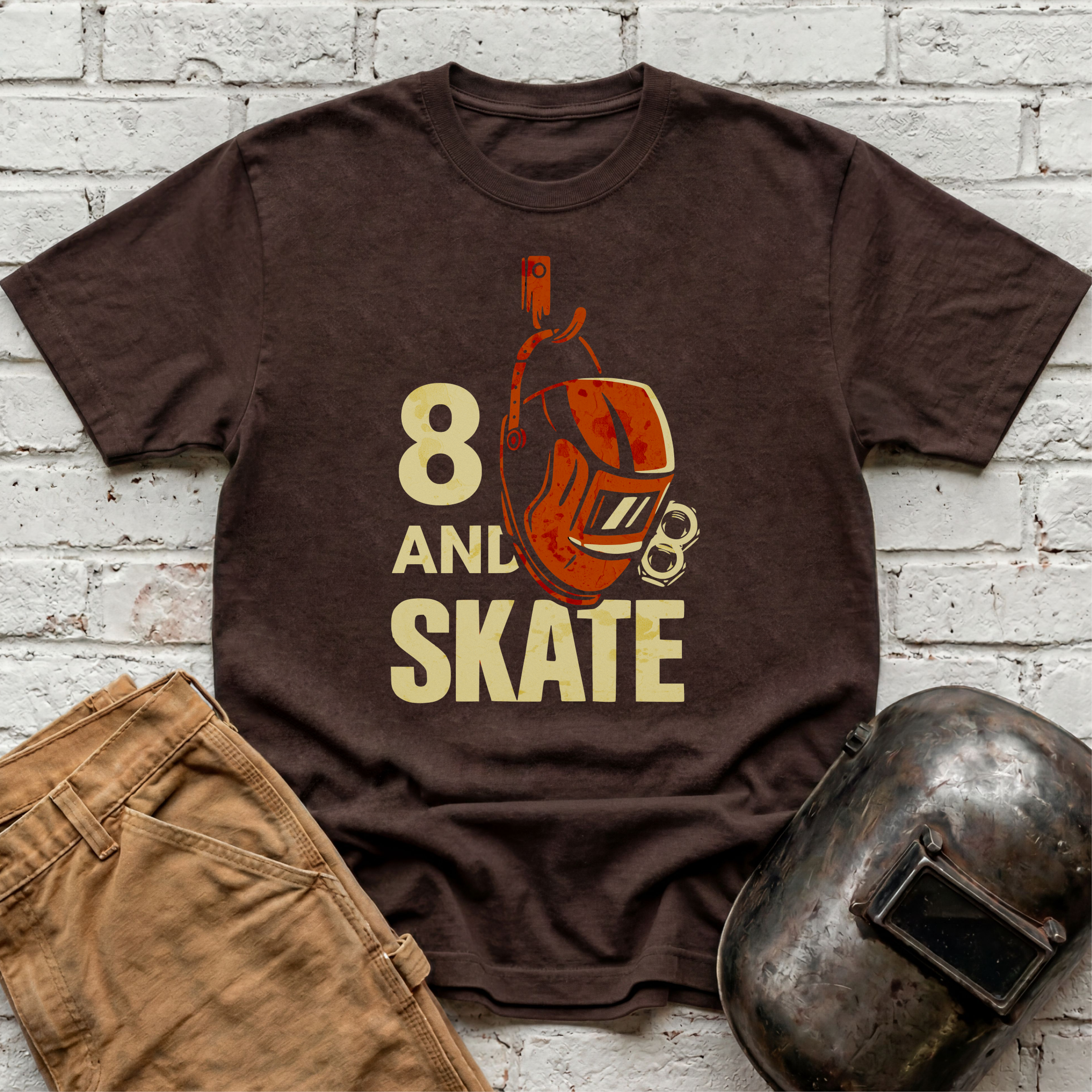 8 and SKATE hanging hood T-shirt