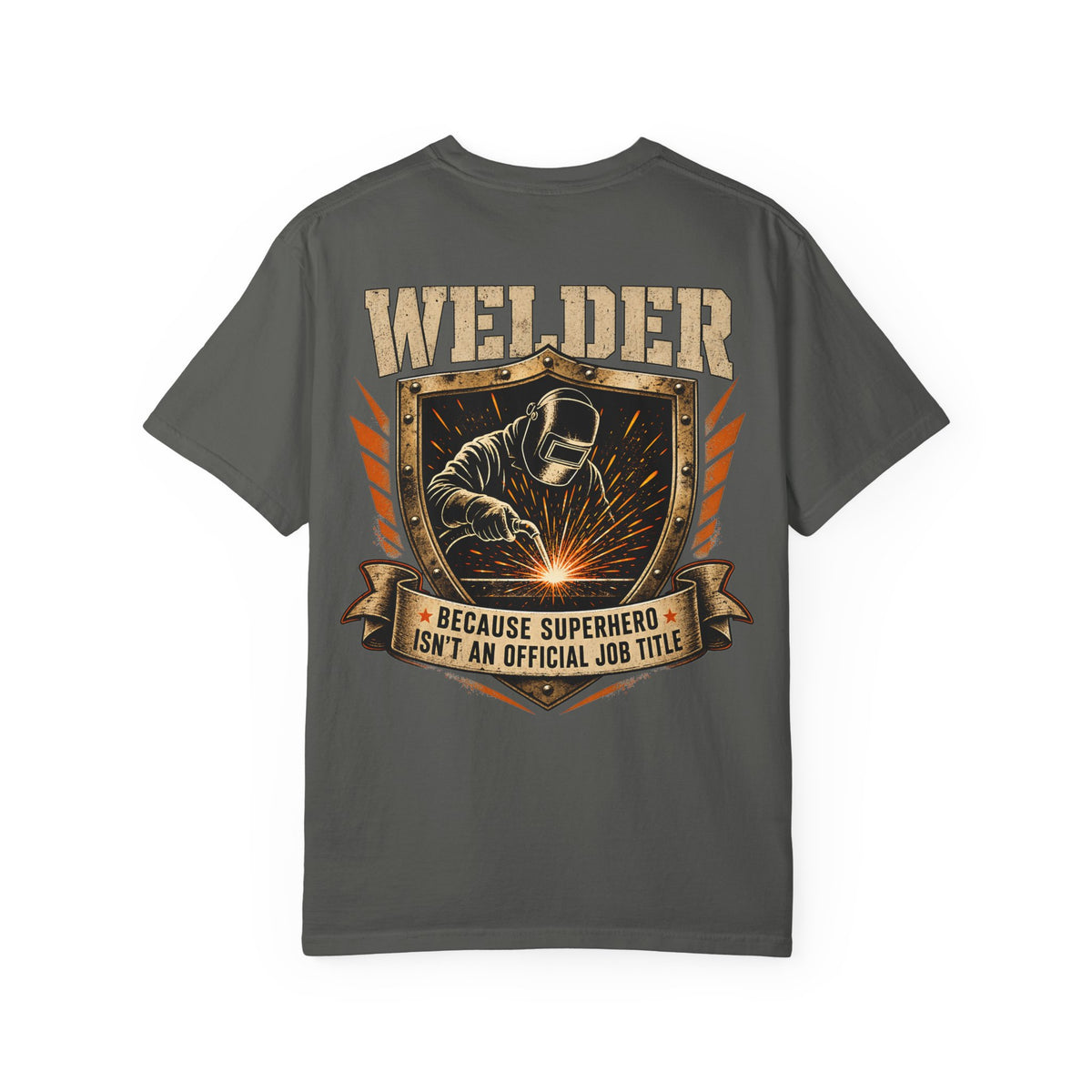 Superhero Welder Backprint T-shirt