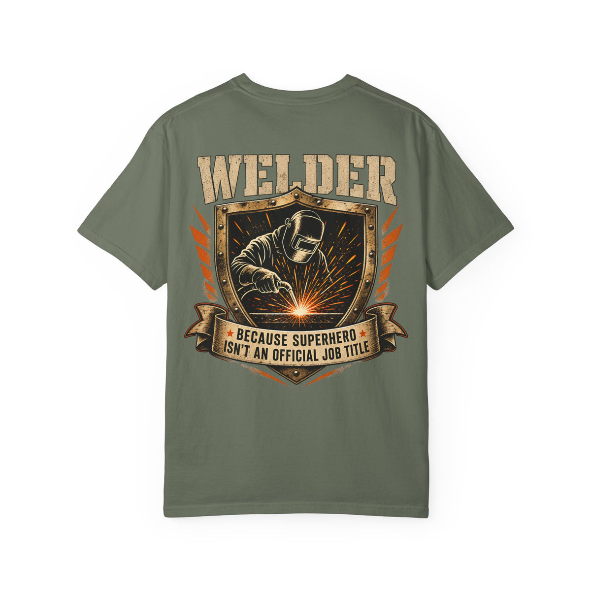 Superhero Welder Backprint T-shirt